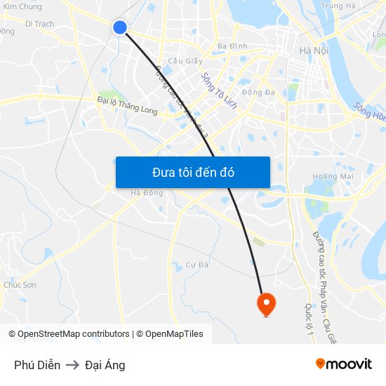 Phú Diễn to Đại Áng map