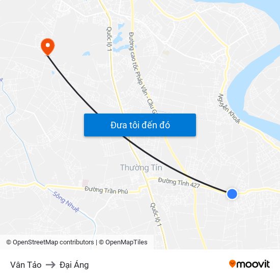 Vân Tảo to Đại Áng map