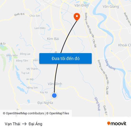 Vạn Thái to Đại Áng map
