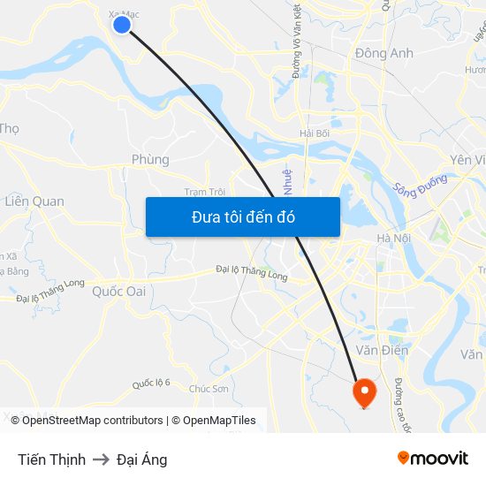 Tiến Thịnh to Đại Áng map