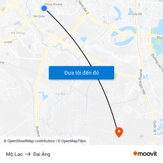 Mộ Lao to Đại Áng map