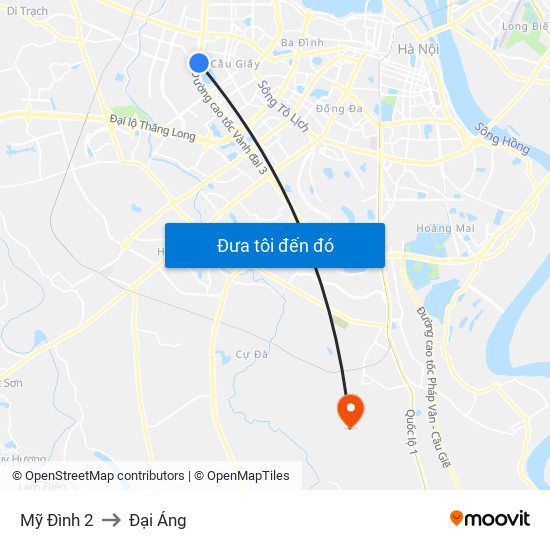 Mỹ Đình 2 to Đại Áng map