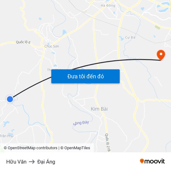 Hữu Văn to Đại Áng map