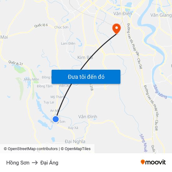 Hồng Sơn to Đại Áng map