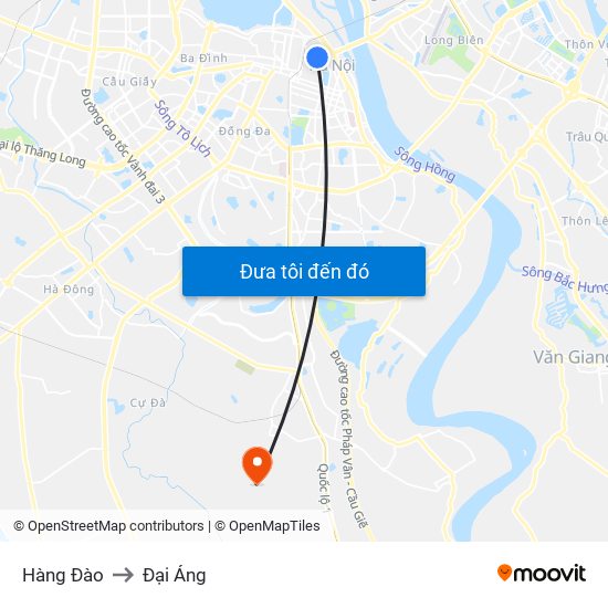 Hàng Đào to Đại Áng map