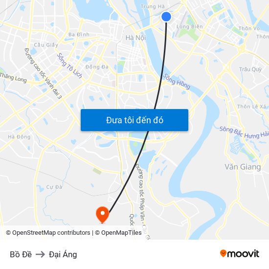 Bồ Đề to Đại Áng map