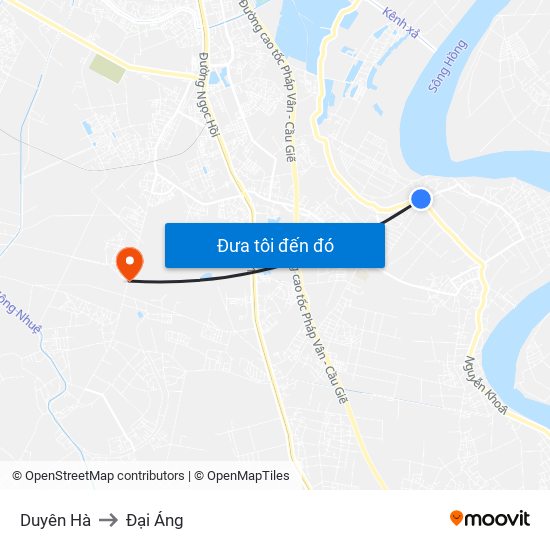 Duyên Hà to Đại Áng map