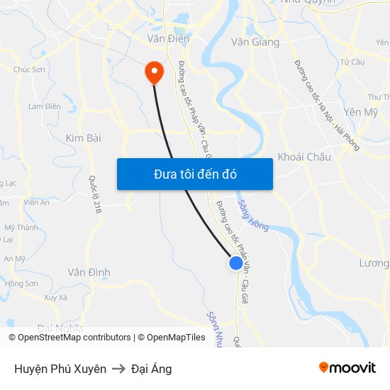 Huyện Phú Xuyên to Đại Áng map