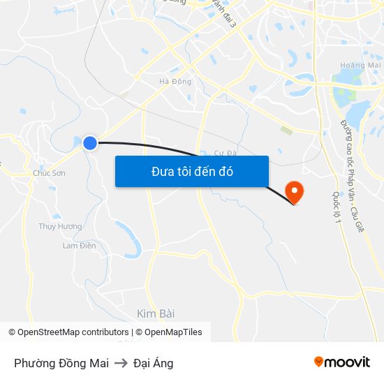 Phường Đồng Mai to Đại Áng map