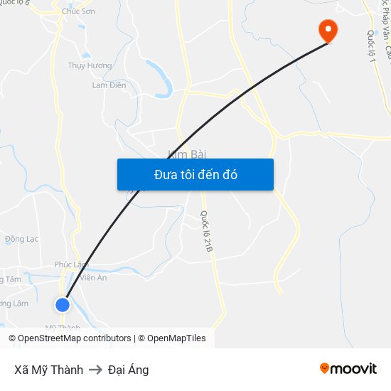 Xã Mỹ Thành to Đại Áng map