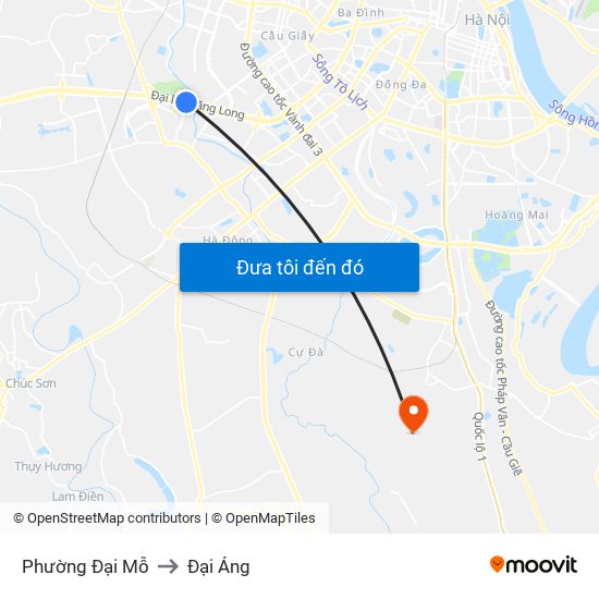 Phường Đại Mỗ to Đại Áng map