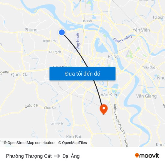 Phường Thượng Cát to Đại Áng map