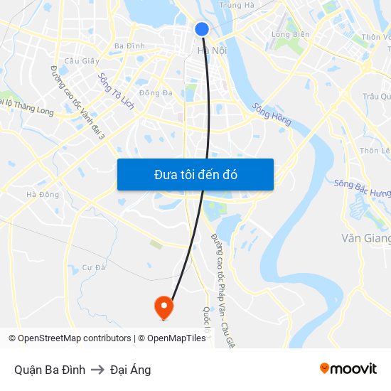 Quận Ba Đình to Đại Áng map