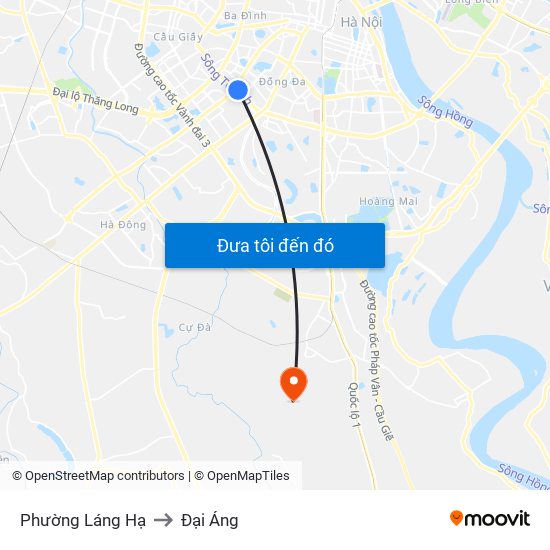 Phường Láng Hạ to Đại Áng map