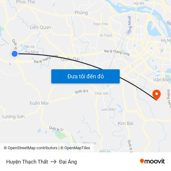 Huyện Thạch Thất to Đại Áng map