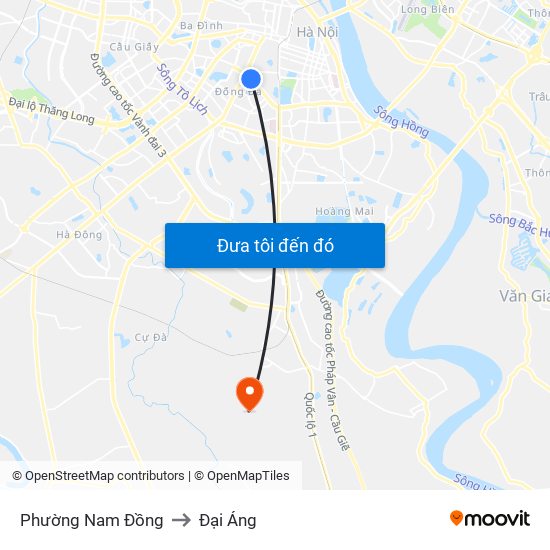 Phường Nam Đồng to Đại Áng map