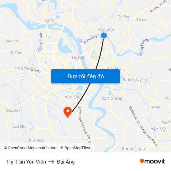 Thị Trấn Yên Viên to Đại Áng map