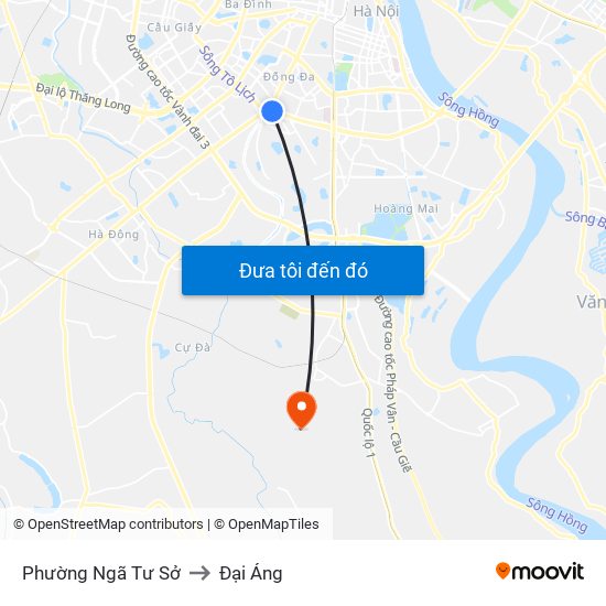 Phường Ngã Tư Sở to Đại Áng map