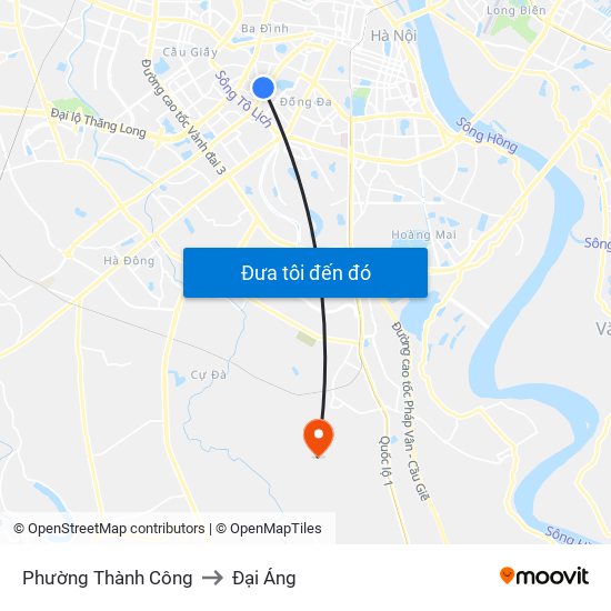 Phường Thành Công to Đại Áng map