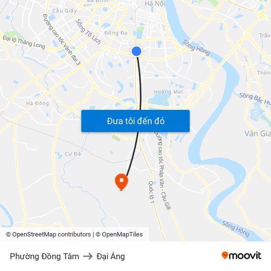 Phường Đồng Tâm to Đại Áng map