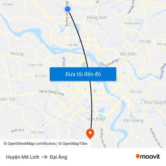 Huyện Mê Linh to Đại Áng map