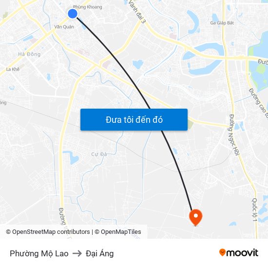 Phường Mộ Lao to Đại Áng map