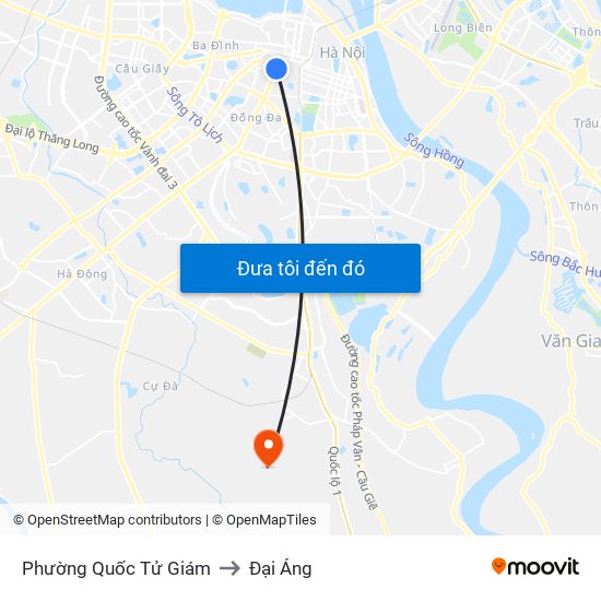 Phường Quốc Tử Giám to Đại Áng map