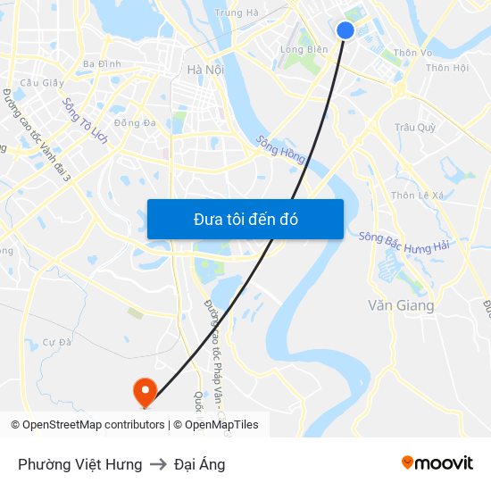 Phường Việt Hưng to Đại Áng map