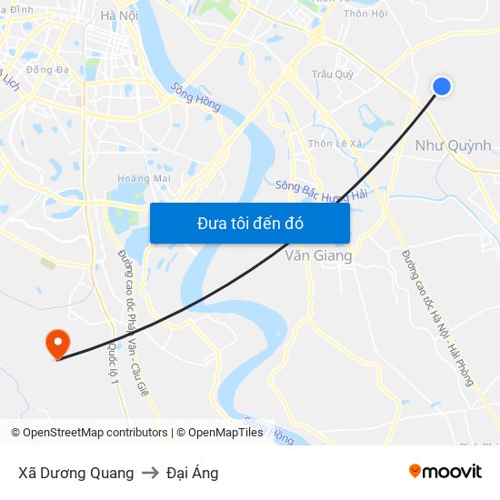 Xã Dương Quang to Đại Áng map