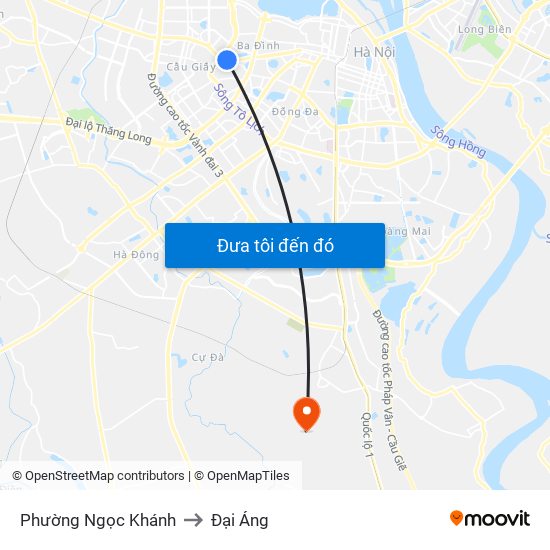 Phường Ngọc Khánh to Đại Áng map