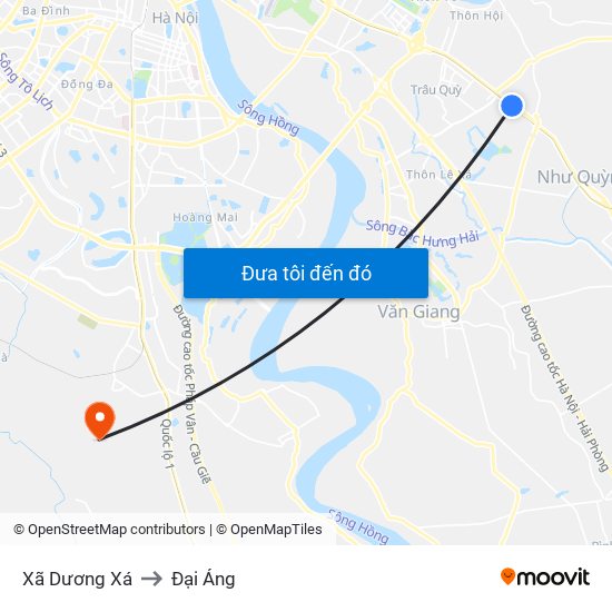 Xã Dương Xá to Đại Áng map