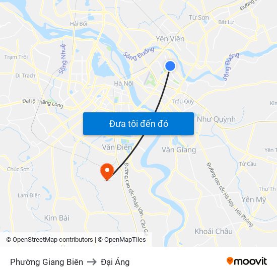 Phường Giang Biên to Đại Áng map