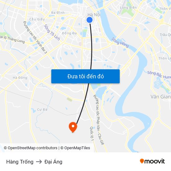 Hàng Trống to Đại Áng map