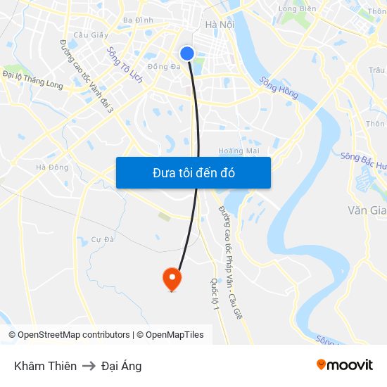 Khâm Thiên to Đại Áng map