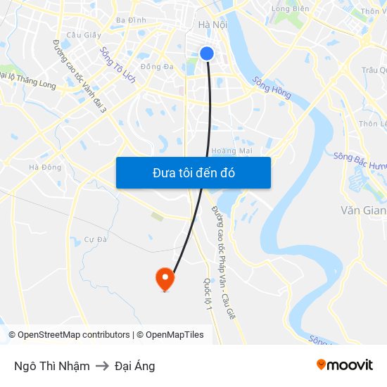 Ngô Thì Nhậm to Đại Áng map