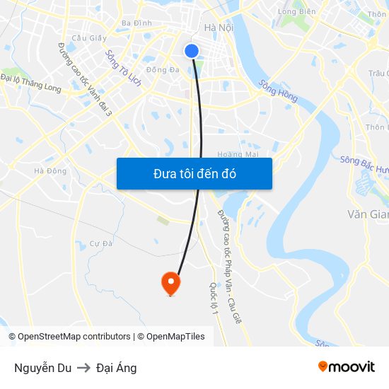 Nguyễn Du to Đại Áng map