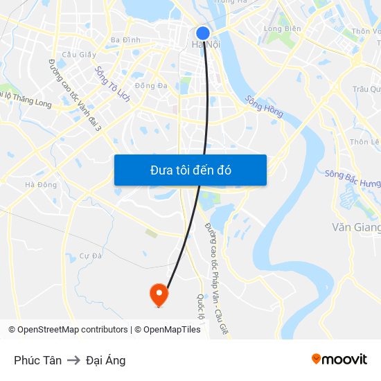 Phúc Tân to Đại Áng map