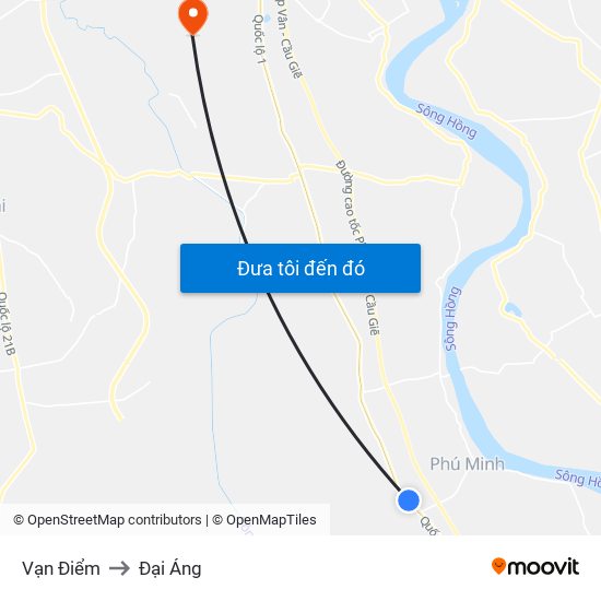 Vạn Điểm to Đại Áng map