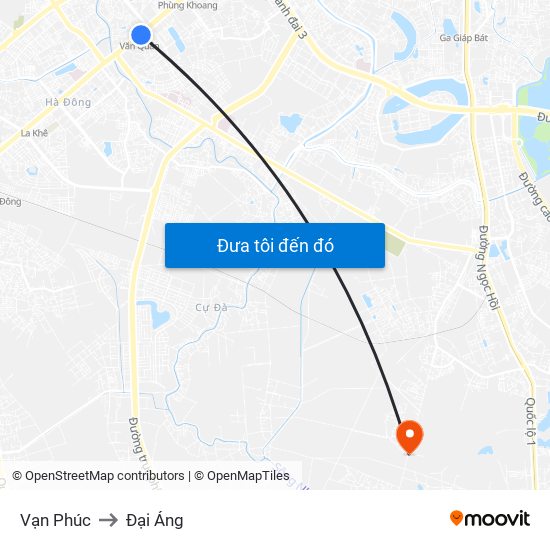 Vạn Phúc to Đại Áng map