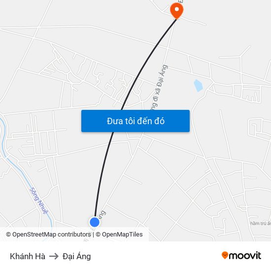 Khánh Hà to Đại Áng map