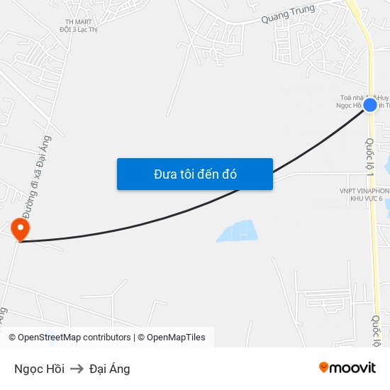 Ngọc Hồi to Đại Áng map