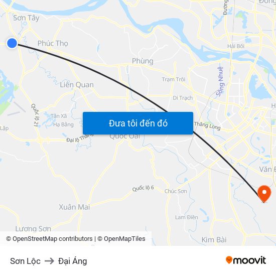 Sơn Lộc to Đại Áng map