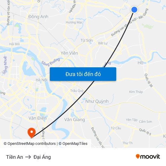 Tiền An to Đại Áng map