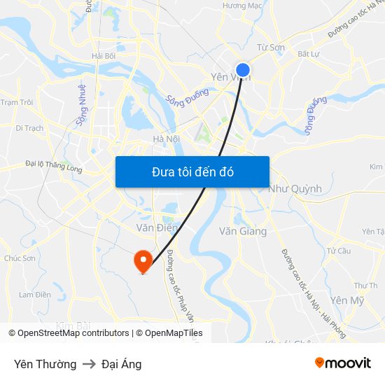 Yên Thường to Đại Áng map