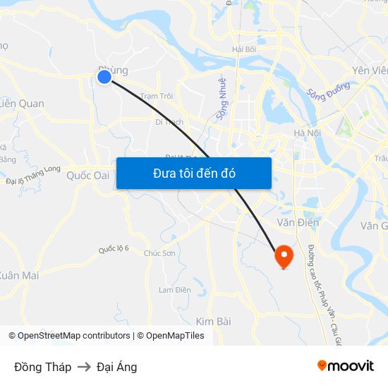 Đồng Tháp to Đại Áng map