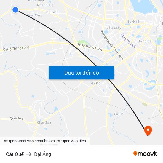 Cát Quế to Đại Áng map