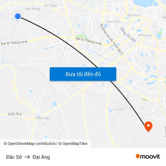 Đắc Sở to Đại Áng map