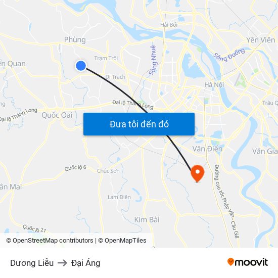 Dương Liễu to Đại Áng map