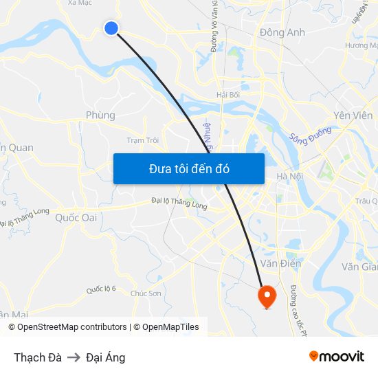 Thạch Đà to Đại Áng map