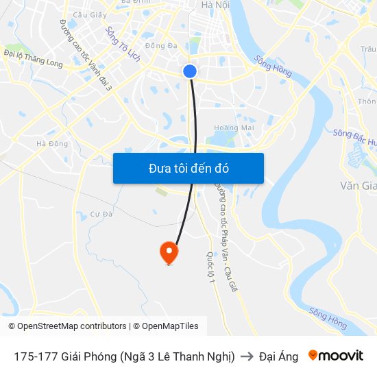 175-177 Giải Phóng (Ngã 3 Lê Thanh Nghị) to Đại Áng map